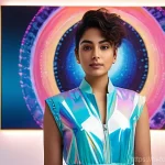 블록체인 기술과 창의적 콘텐츠 - **Prompt:** A young, determined South Asian female digital artist, mid-20s, with a stylish, modern h...