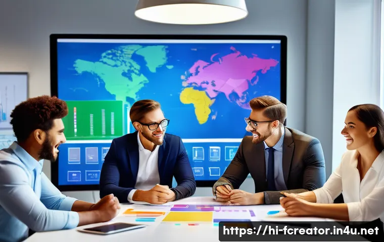 창의적인 리더십의 중요성 - A dynamic office scene showing a diverse team of professionals engaging in a creative brainstorming ...