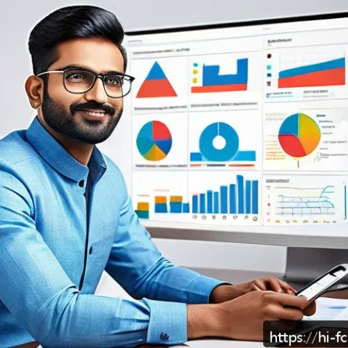 크리에이터의 혁신적인 콘텐츠 기획 - A vibrant digital marketing workspace with a young Indian content creator analyzing social media ana...